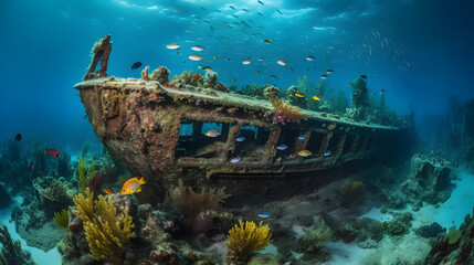 Beautiful Shipwreck Underwater