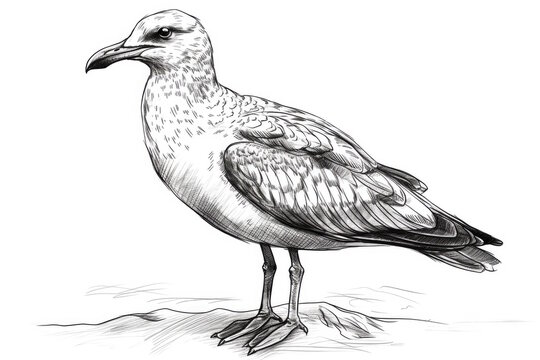 recommend clip art: Seagull line art created using generative AI tools