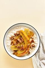 Caramelized banana oatmeal bowl