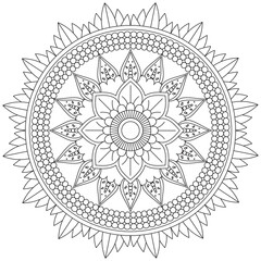 Leaf Flower Petal Coloring Mandala Art Simple Graphic Shape Vector Floral Oriental Outline Vintage Decorative Elements Pattern Illustration Islam Arabic Indian Turkish Mystic Religion Morals Lotus