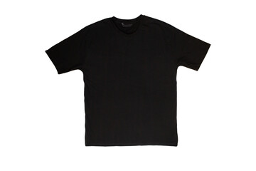 t-shirt design, men's black blank T-shirt template, front side, clothing mockup for print, isolated...