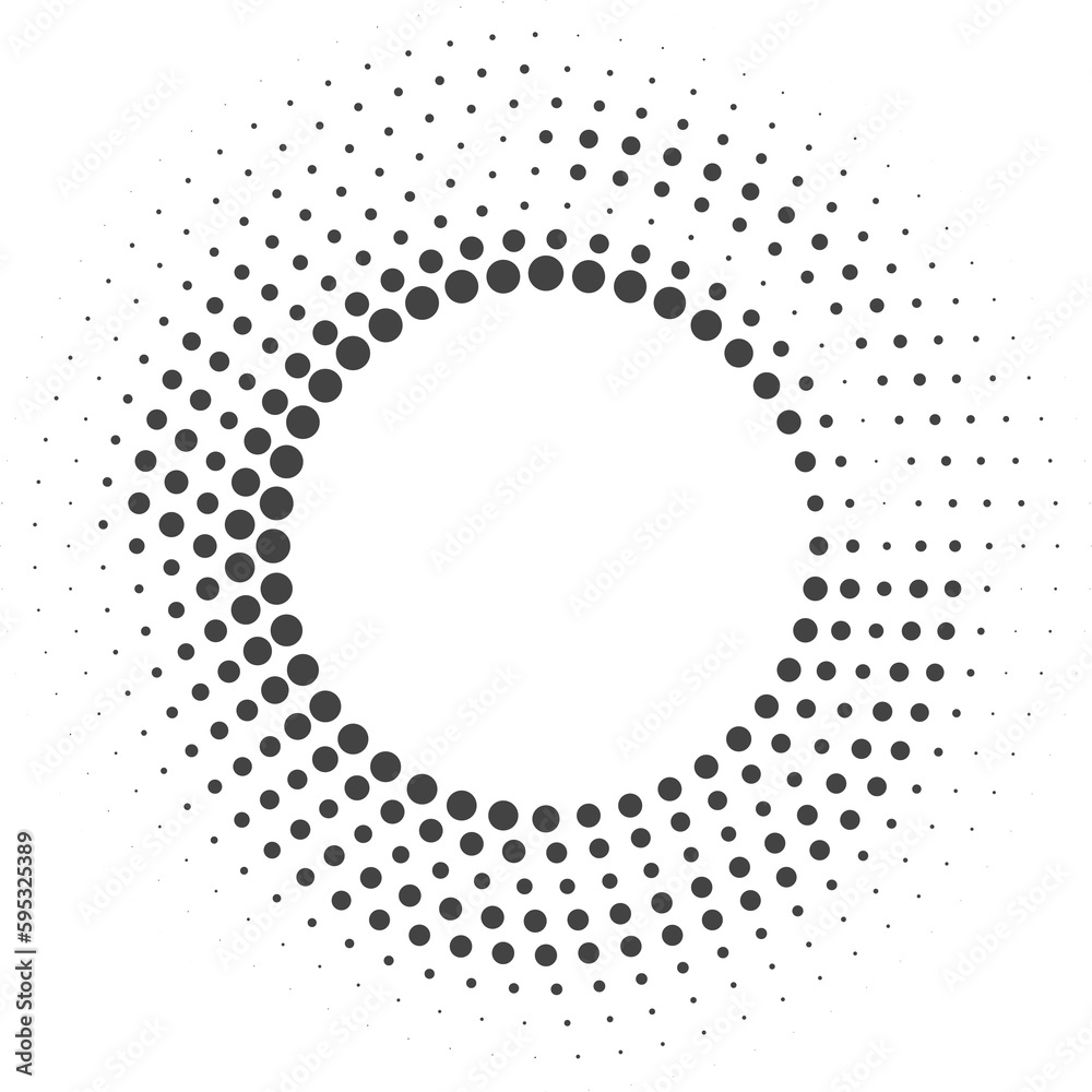 Poster dotted circle pattern. abstract halftone round. frame with random gradient gradation. grunge rings d
