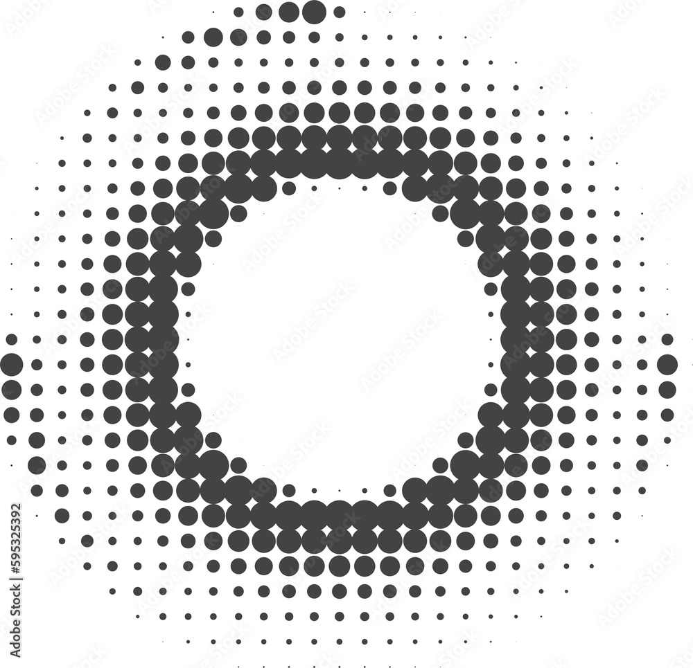 Poster dotted circle pattern. abstract halftone round. frame with random gradient gradation. grunge rings d