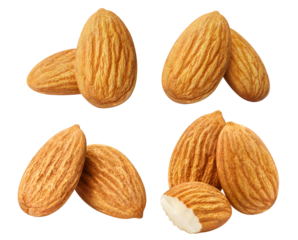 Set of delicious almonds cut out