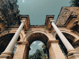 Hadrians gate in the Old town Kaleici in Antalya Turkey - architecture background
