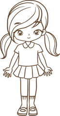 Girl reading book cartoon doodle kawaii anime coloring page cute illustration character clipart chibi manga