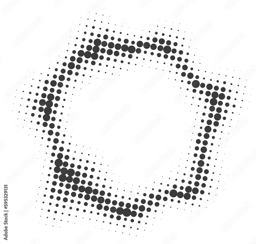 Poster dotted circle pattern. abstract halftone round. frame with random gradient gradation. grunge rings d