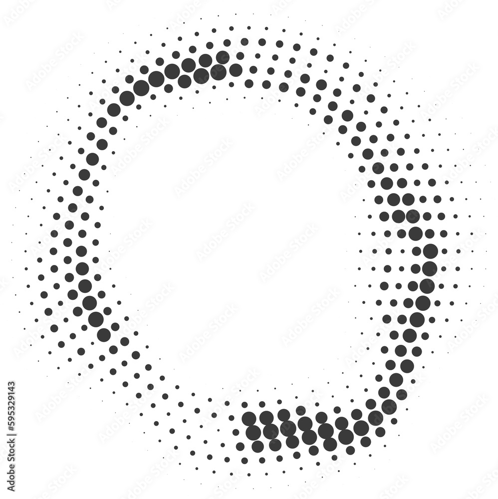 Poster dotted circle pattern. abstract halftone round. frame with random gradient gradation. grunge rings d
