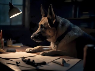 german shepherd dog reading