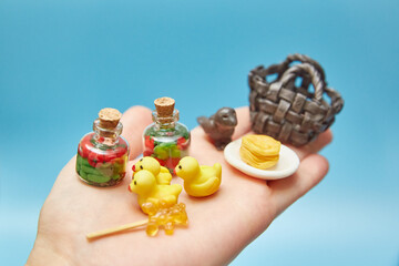 Miniature toys and things made of polymer clay for handmade toys