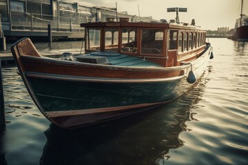 Fototapeta na wymiar Vintage boat in retro style photo. Generative AI
