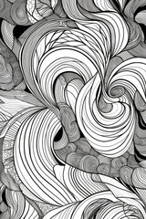 An abstract design featuring interlocking hearts swirli , Generative AI