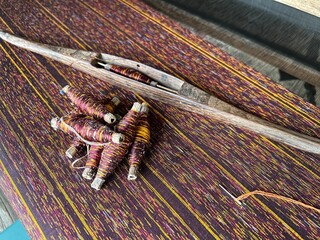 silk weaving equipment traditional Thai silk.
