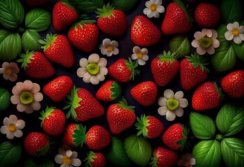 Strawberry pattern background. Generative AI