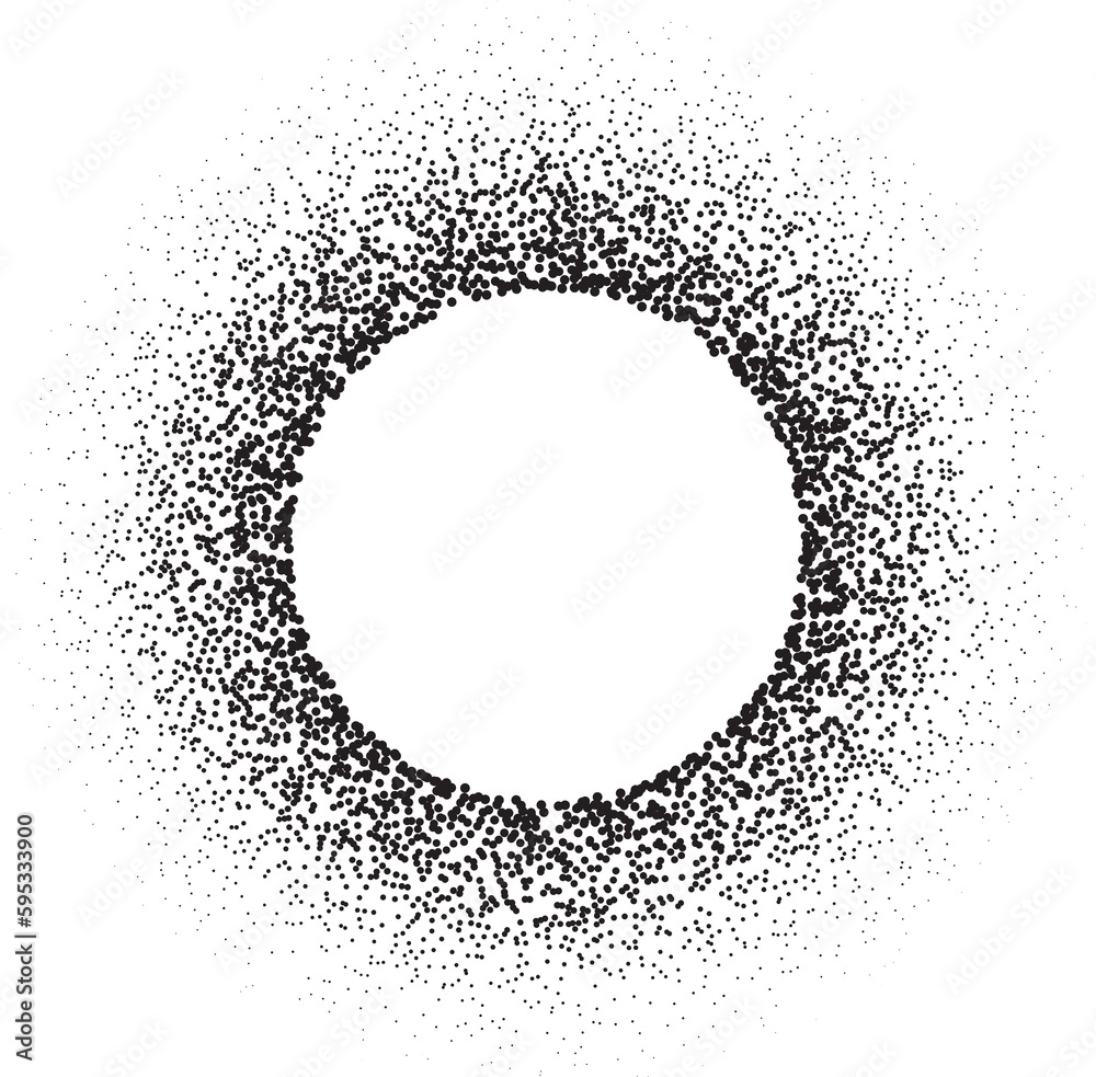 Poster dotted circle pattern. abstract halftone round. frame with random gradient gradation. grunge rings d