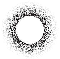 Dotted circle pattern. Abstract halftone round. Frame with random gradient gradation. Grunge rings...