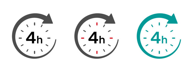 Fototapeta premium Four hours round icons with arrow vector set