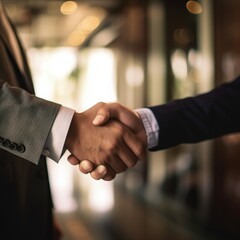 Formal business handshake between 2 people in suits, Generative AI