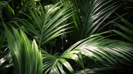 Obraz na płótnie Canvas Tropical plant background with green leaves
