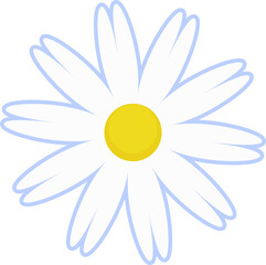 Daisy flower illustration. White chamomile cartoon retro design.