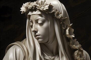 Saint Catherine of Siena, sculpture illustration. Generative Ai. St. Catherine is a famous catholic saint. - obrazy, fototapety, plakaty
