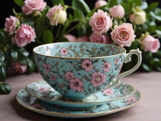 cup of tea with flowers