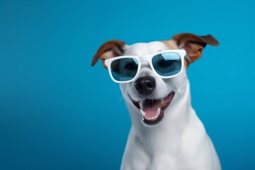 Obraz na płótnie Canvas dog animal isolated background portrait pet stylish smile sunglasses funny cute. Generative AI.
