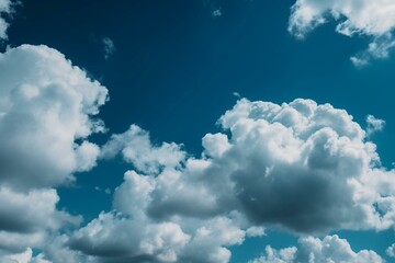 Naklejka na ściany i meble View of blue sky and white clouds. Generative AI