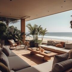 a modern beach house living room.