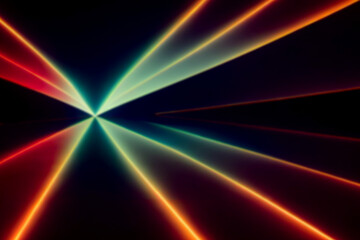 Fototapeta na wymiar Neon lights retro cyberpunk lasers and light overlays isolated on black background