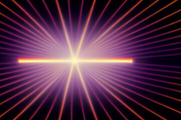 Obraz premium Neon lights retro cyberpunk lasers and light overlays isolated on black background