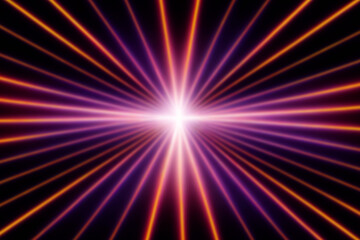 Neon lights retro cyberpunk lasers and light overlays isolated on black background