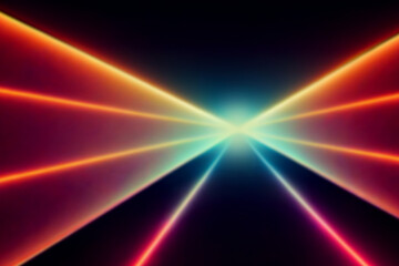 Neon lights retro cyberpunk lasers and light overlays isolated on black background