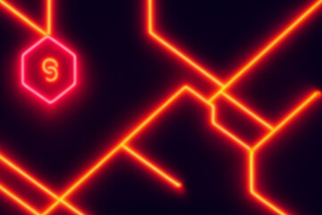 Naklejka premium Neon lights retro cyberpunk lasers and light overlays isolated on black background