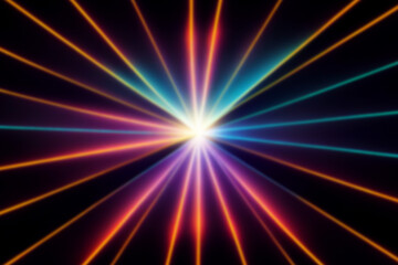 Obraz premium Neon lights retro cyberpunk lasers and light overlays isolated on black background