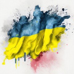 Ukrainian flag in watercolor style by Generative AI
