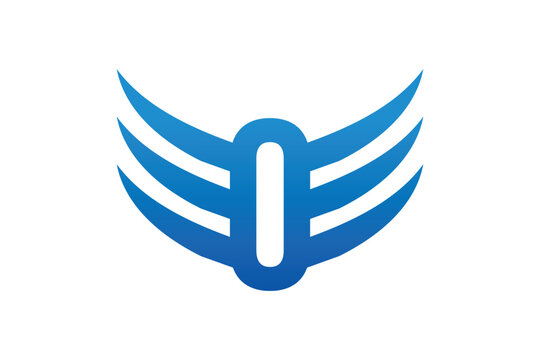Number Zero Logo 0 with wings vector template