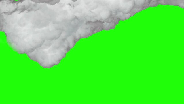 Transition of clouds to green screen