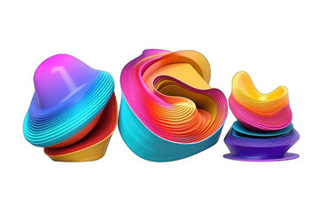 Abstract colorful layered objects on transparent background