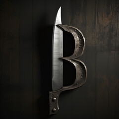 knife, letter, number, alphabet a, b, c, d, f, g, h, j, k, l, m, n, p, q, r, s, t, v, x, z, blade, isolated, steel, sharp, metal, tool, kitchen, white, handle, cut, weapon, object, generative ai