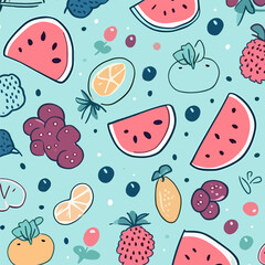 Illustration Pattern Summer fruit pattern in simple style