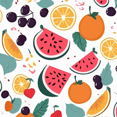 Illustration Pattern Summer fruit pattern in simple style
