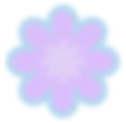 Y2k gradient blurred flower. Abstract shape and retro sticker with aura. Aesthetic figure.