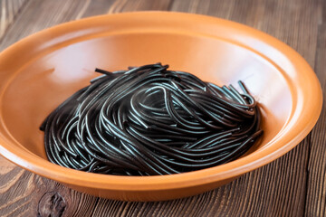 Portion of black spaghetti