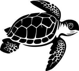 Sea Turtle | Black and White Vector illustration