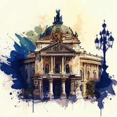 Vienna in watercolor style by Generative AI