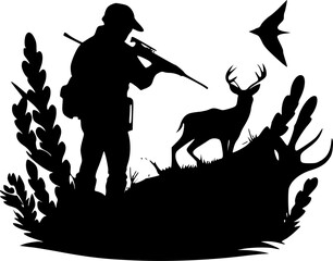 Hunting - Black and White Isolated Icon - Vector illustration