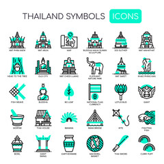 Thailand Symbols , Thin Line and Pixel Perfect Icons