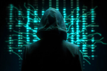 Faceless hacker in the dark hoodie: advanced cybersecurity for protecting your network and data