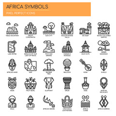 Africa Elements , Thin Line and Pixel Perfect Icons